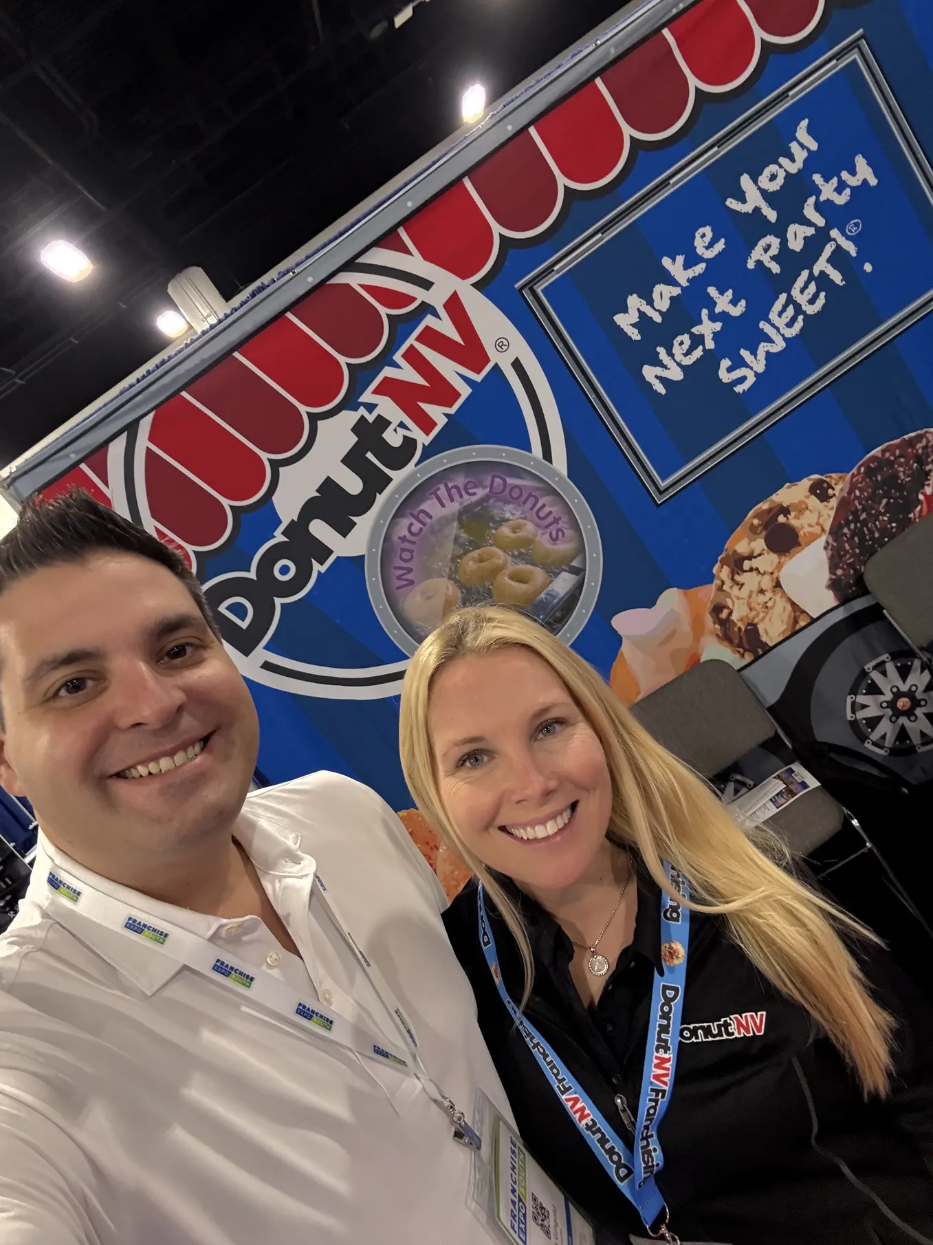 Amanda and Alex Gingold at the DonutNV franchise expo booth